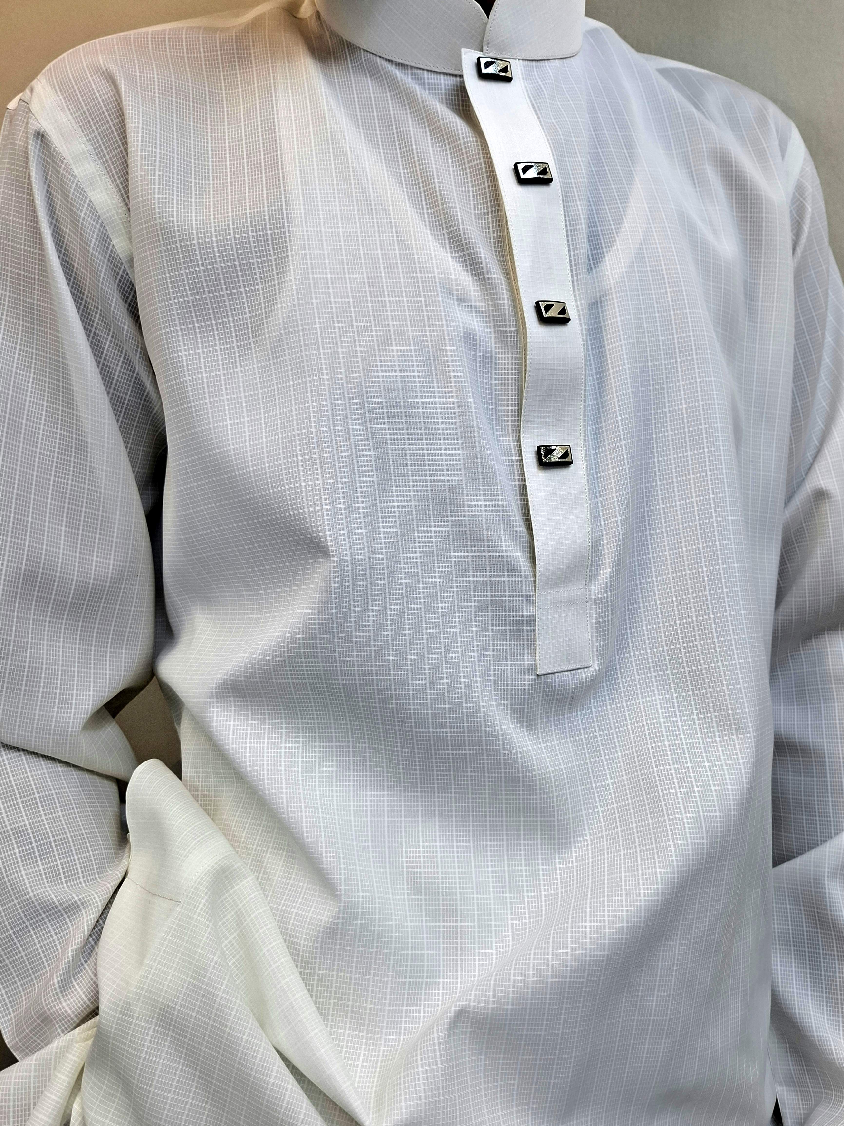 Men's Elegance Indian Fabric Creamy White Panjabi